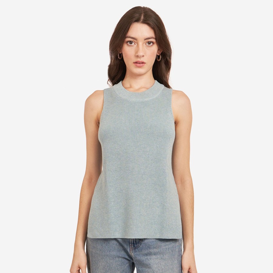 Autumn Cashmere Sleeveless Shaker Crew In Wrangler | Tanks And Tees