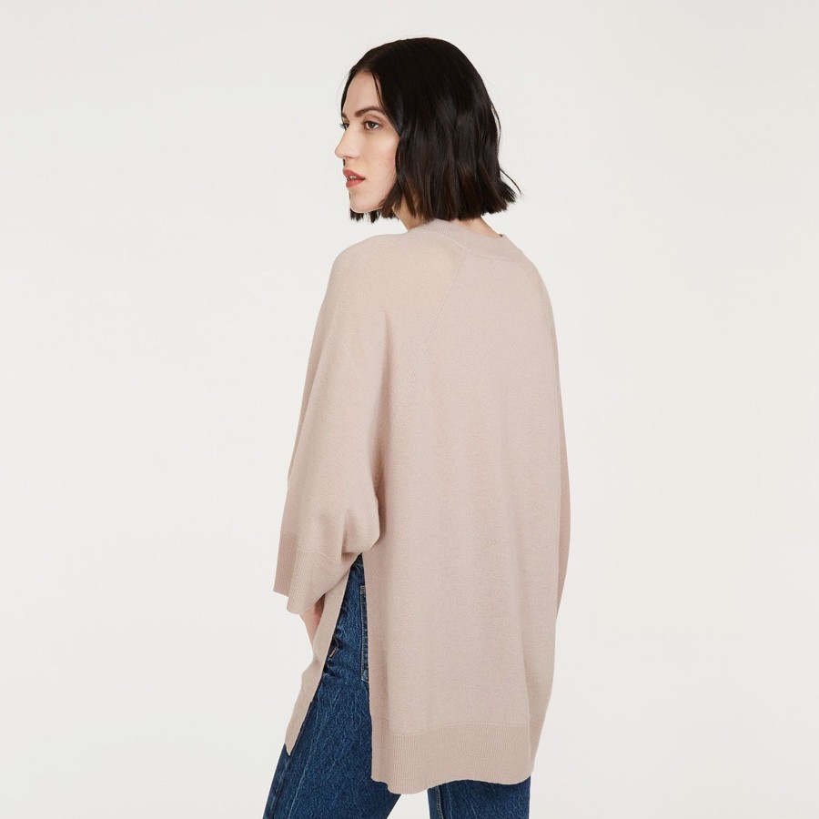 Autumn Cashmere Oversized Tunic W/ Bell Sleeves In Fawn | Sweaters