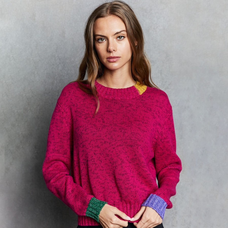 Autumn Cashmere Tweed Color Block Crew | Sweaters