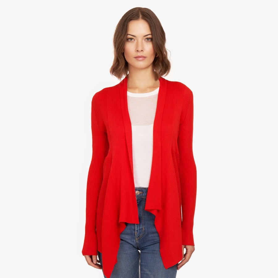 Autumn Cashmere Cotton Rib Drape In Apple | Cardigans