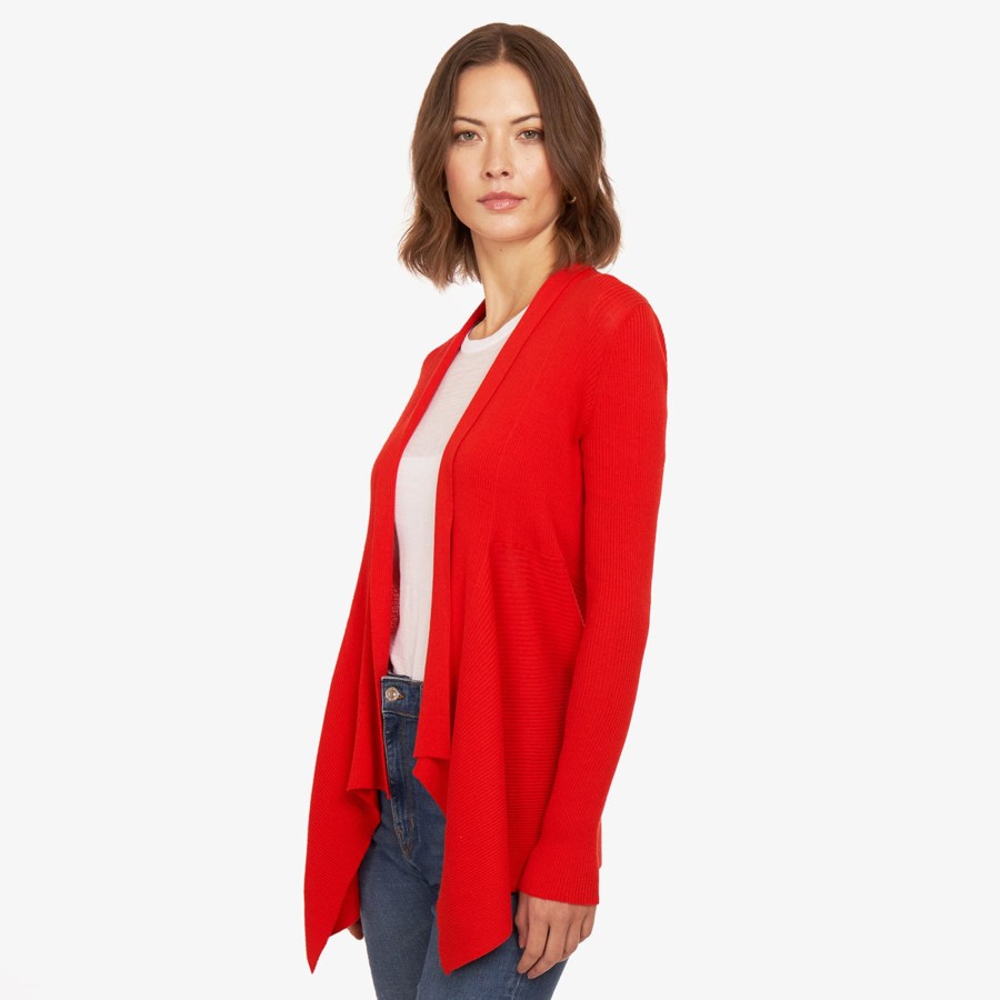 Autumn Cashmere Cotton Rib Drape In Apple | Cardigans