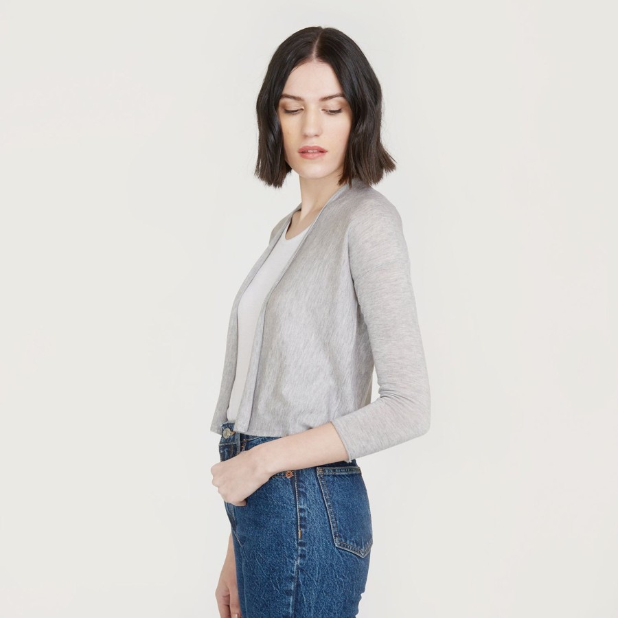 Autumn Cashmere Easy Crop Cardigan In Gray | Cardigans