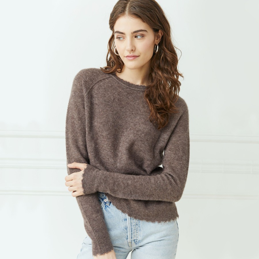 Autumn Cashmere Raw Edge Shaker Crew | Sweaters