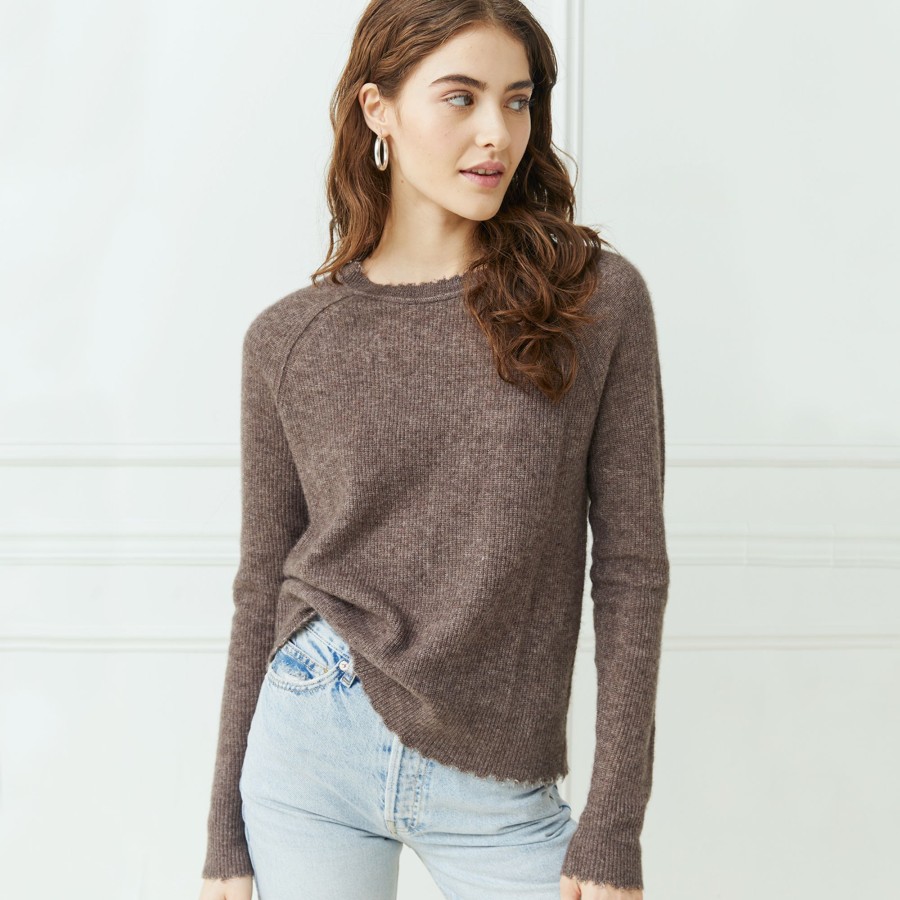 Autumn Cashmere Raw Edge Shaker Crew | Sweaters