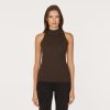 Autumn Cashmere Rib Mock Halter In Pumpernickel | Sweaters