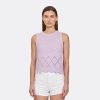 Autumn Cashmere Texture Stitch Shell W/ Pointell Diamond Border In Violet | Tanks And Tees