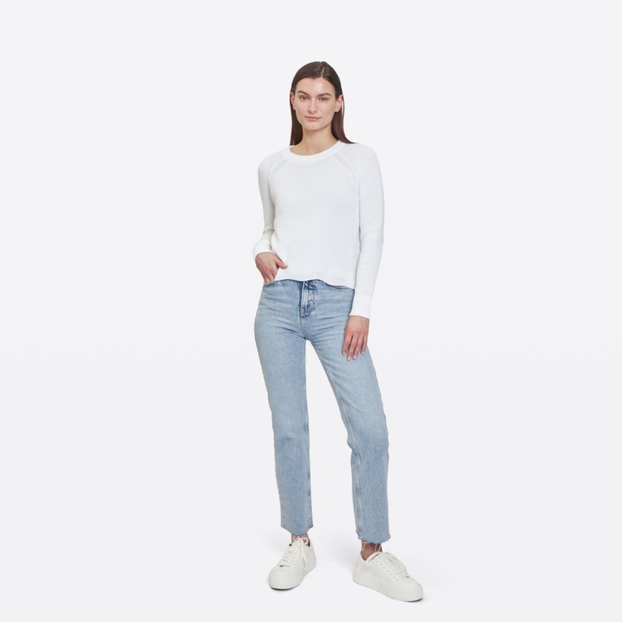 Autumn Cashmere Scallop Shaker In Bleach White | Sweaters