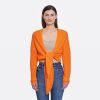 Autumn Cashmere Tie Front Rib Cardigan In Nectarine | Cardigans