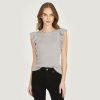 Autumn Cashmere Rib Flutter Shoulder Crew | Tops