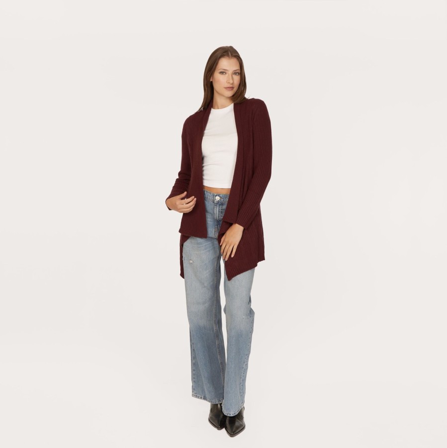 Autumn Cashmere Cable Drape In Wine | Cardigans