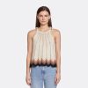 Autumn Cashmere Zig Zag Stitch Flared Halter Tank In Hemp Neutral Combo | Tanks And Tees