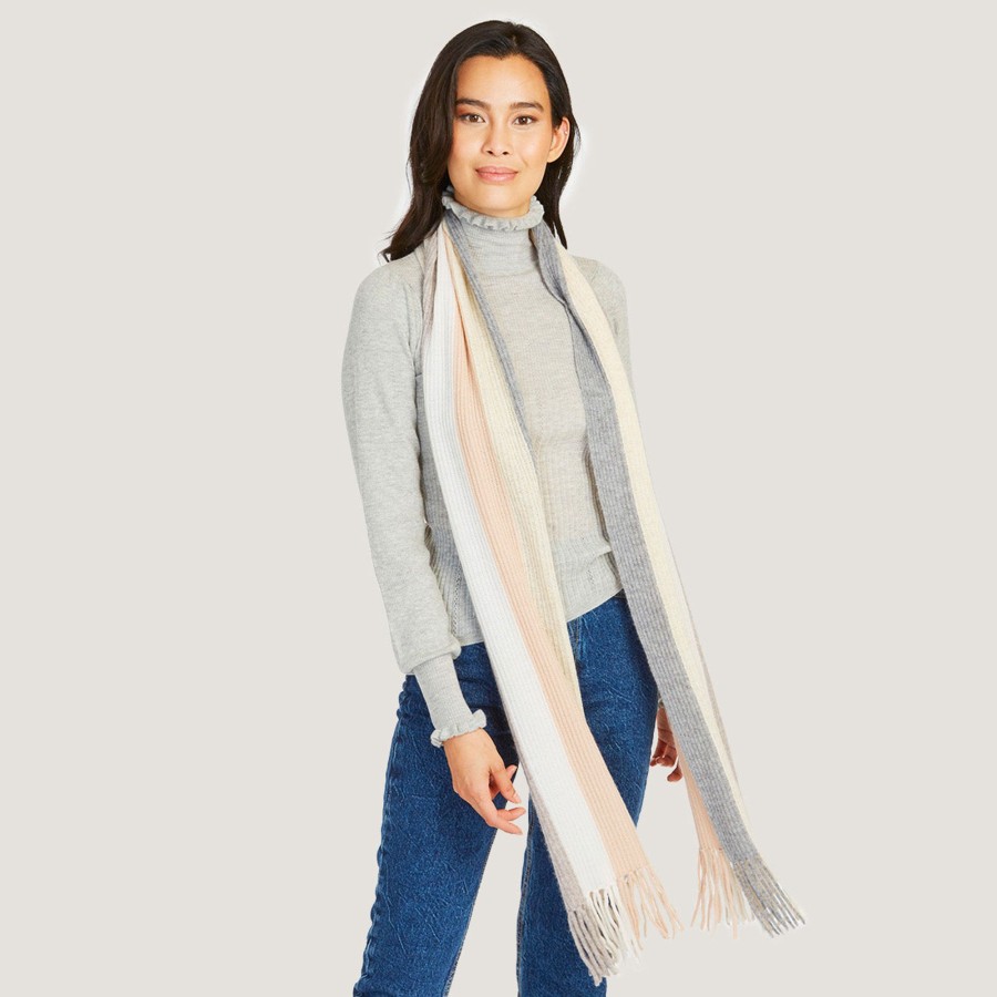 Autumn Cashmere Rainbow Stripe Scarf In Neutral Combo | Accessories