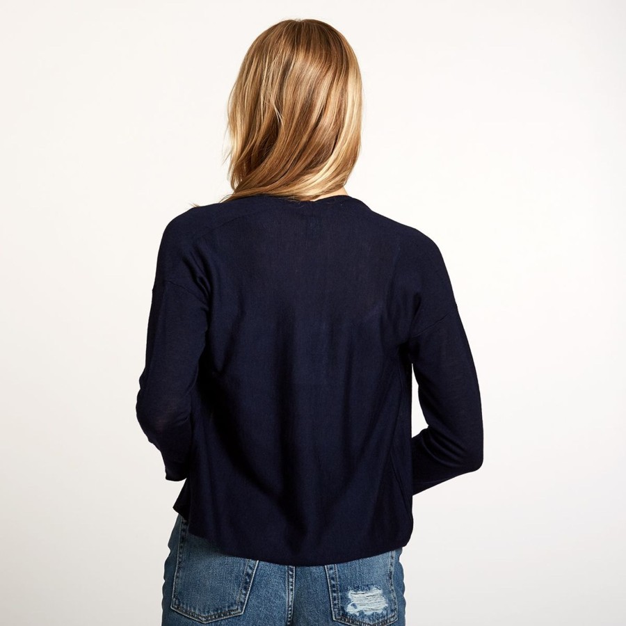 Autumn Cashmere Easy Crop Cardigan In Navy | Cardigans