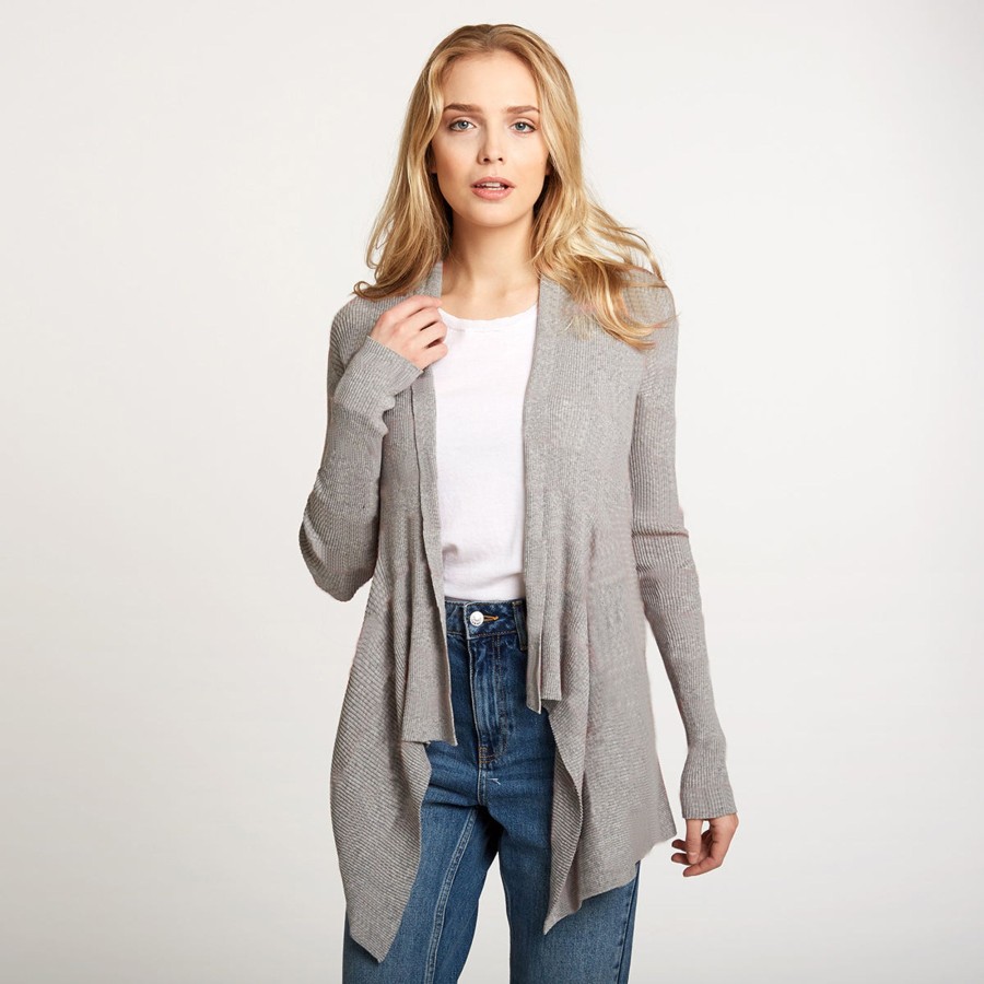 Autumn Cashmere Cotton Rib Drape In Sweatshirt Gray | Cardigans