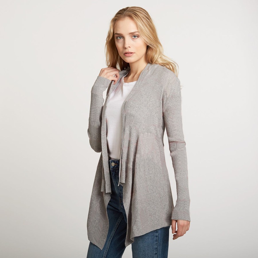 Autumn Cashmere Cotton Rib Drape In Sweatshirt Gray | Cardigans