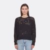 Autumn Cashmere Open Ladder Stitch Boxy Crew In Black | Sweaters