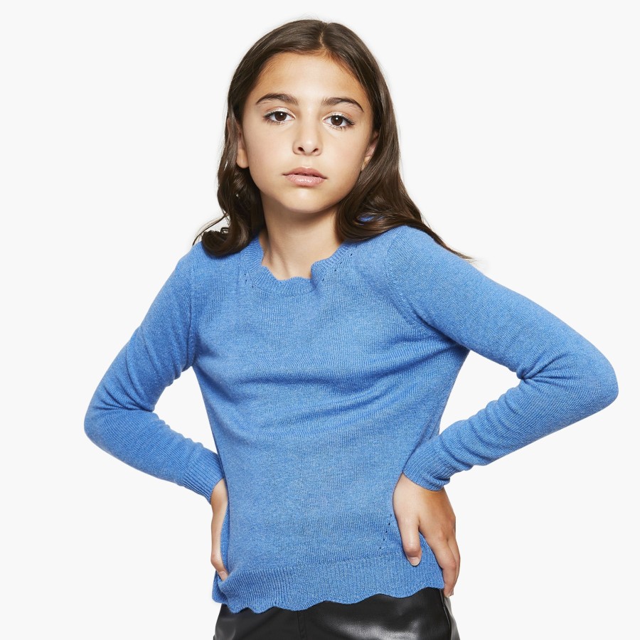 Autumn Cashmere Kids Scallop Crew W/ Pointelle | Clothing