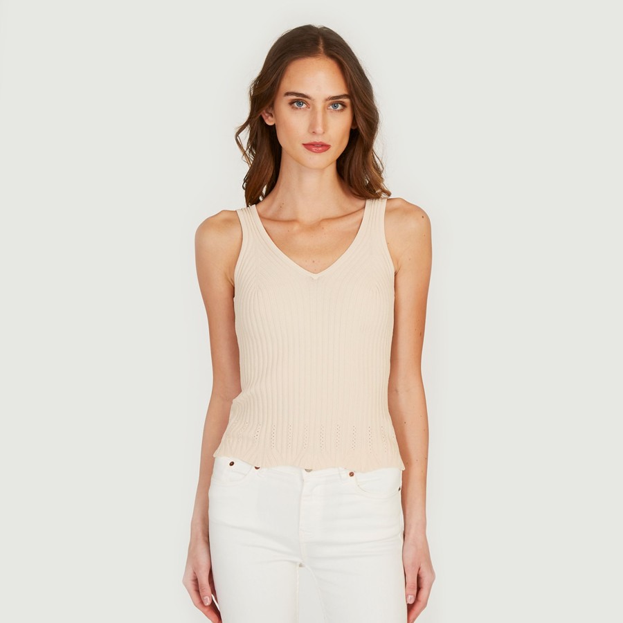 Autumn Cashmere Pointelle Bordered Rib Cami | Tanks And Tees