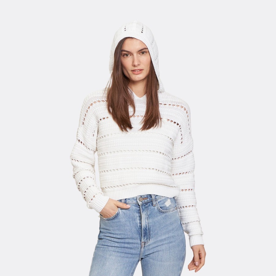 Autumn Cashmere Solid Pointelle Hoodie | Sweaters