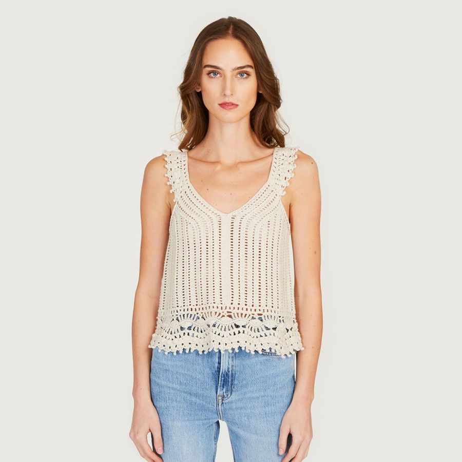 Autumn Cashmere Crochet Cami Top In Hemp | Tanks And Tees