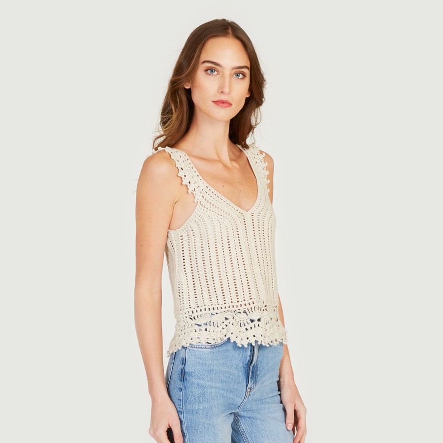 Autumn Cashmere Crochet Cami Top In Hemp | Tanks And Tees