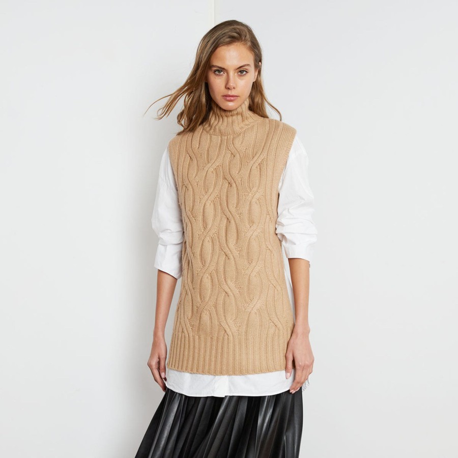 Autumn Cashmere Chunky Cable Sleeveless Tunic | Sweaters