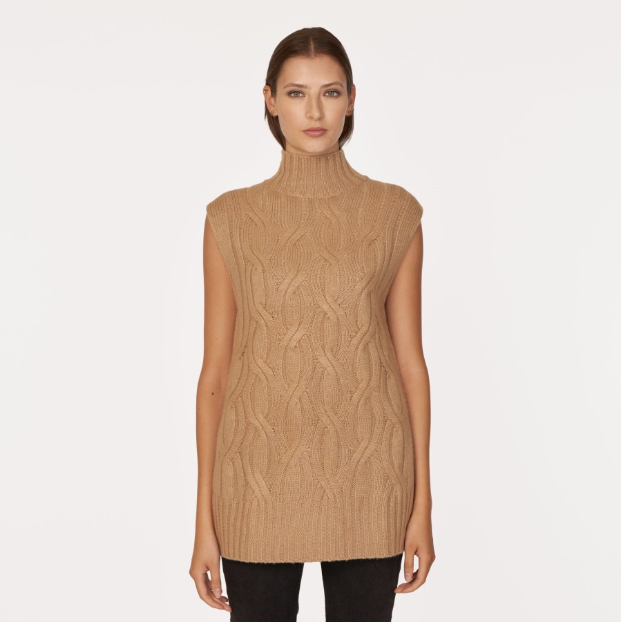 Autumn Cashmere Chunky Cable Sleeveless Tunic | Sweaters