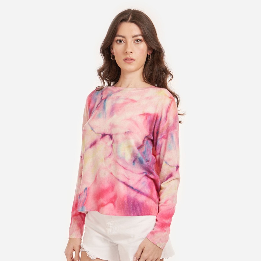 Autumn Cashmere Pastel Marble Print Crew | Sweaters