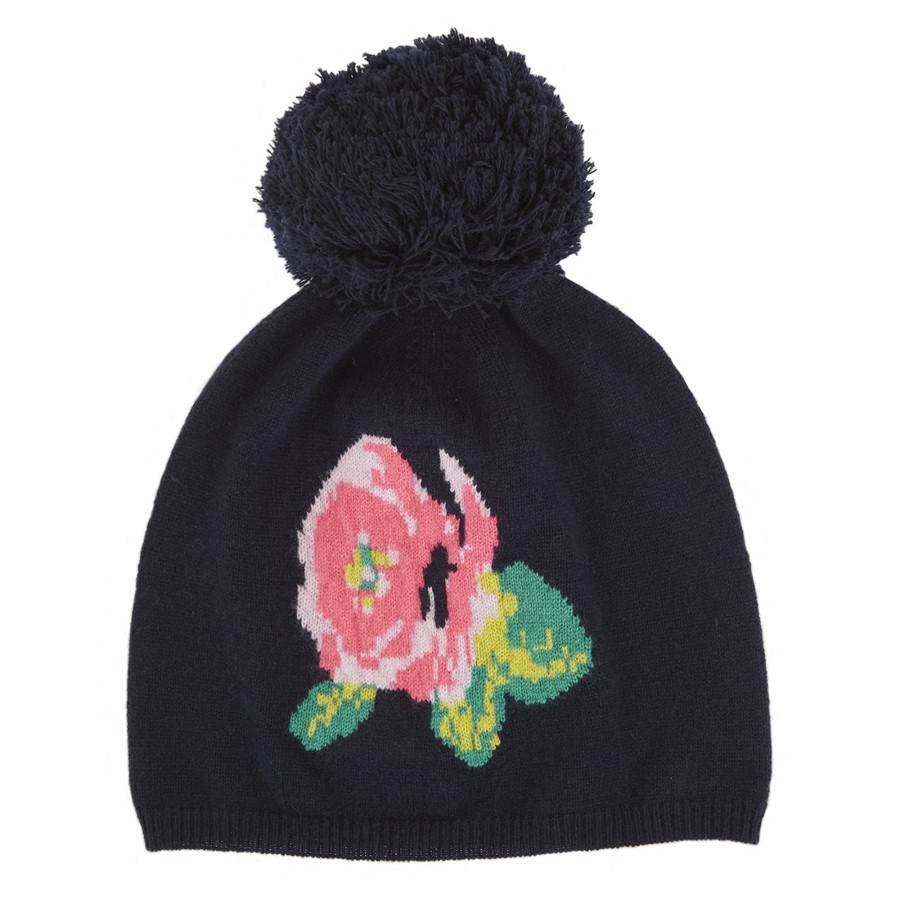 Autumn Cashmere Floral Beanie In Navy Combo | Accessories