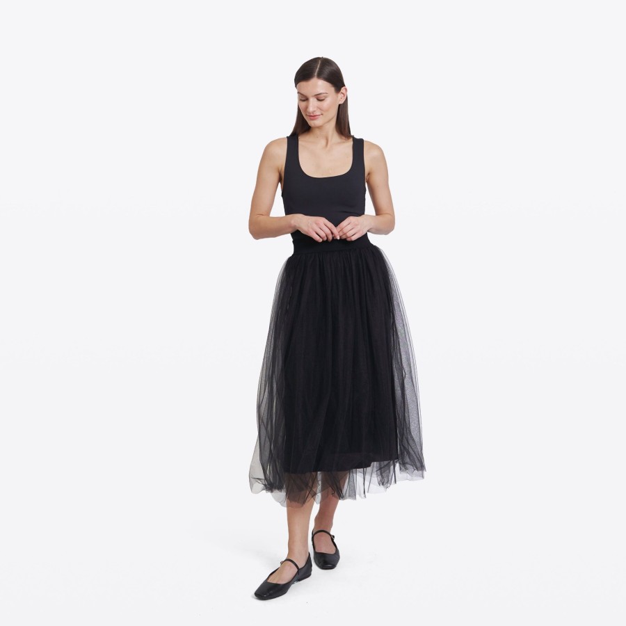 Autumn Cashmere Gathered Skirt W/ Tulle In Black | Dresses