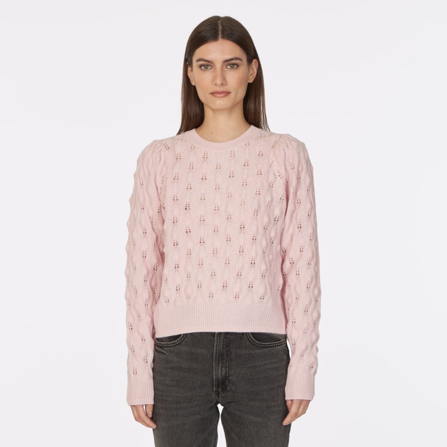 Autumn Cashmere Puff Sleeve Stitch Crew | Sweaters