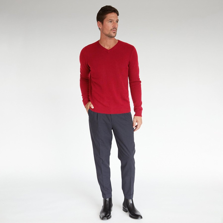 Autumn Cashmere Basic V-Neck In Red | Clothing