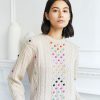 Autumn Cashmere Chunky Cable Multi Color Popcorn In Snow | Sweaters