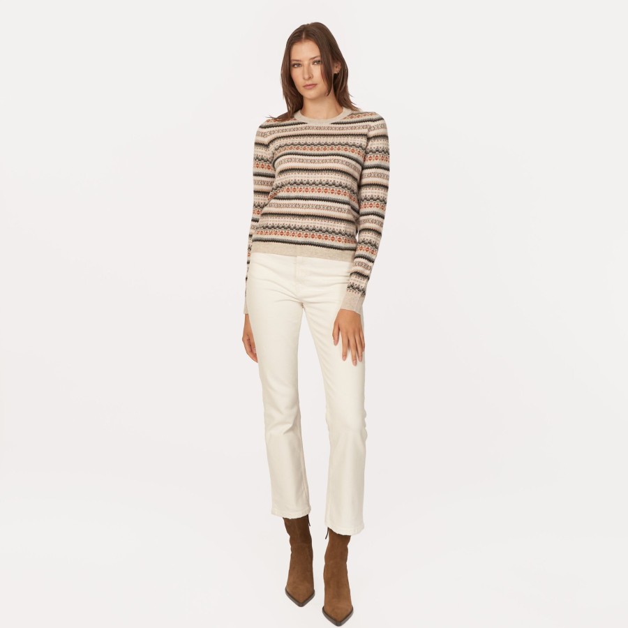 Autumn Cashmere Fair Isle Crew In Neutral Combo | Sweaters