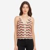 Autumn Cashmere Flame Stitch Button Front Halter In Papaya | Sweaters