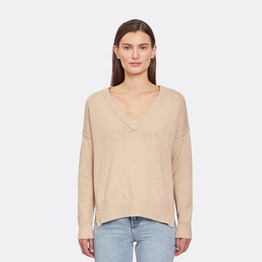 Autumn Cashmere Oversize V W/ Reversed Seams In Sahara | Sweaters