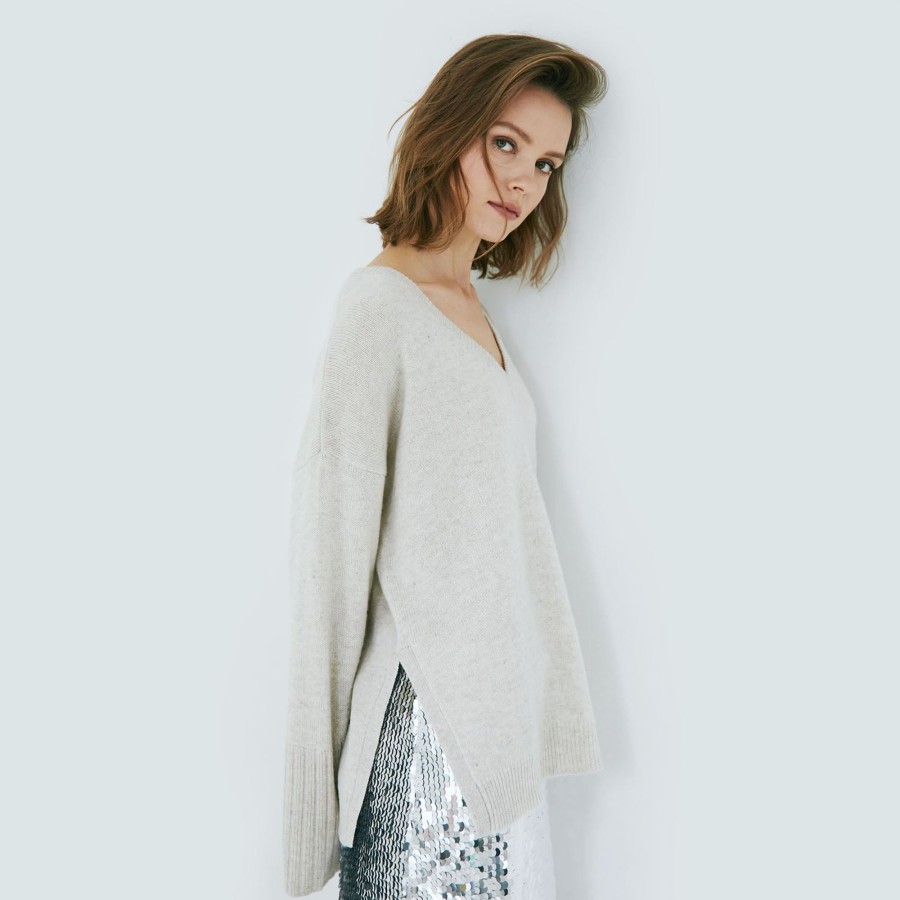 Autumn Cashmere Relaxed V-Neck W/ Side Slits | Sweaters