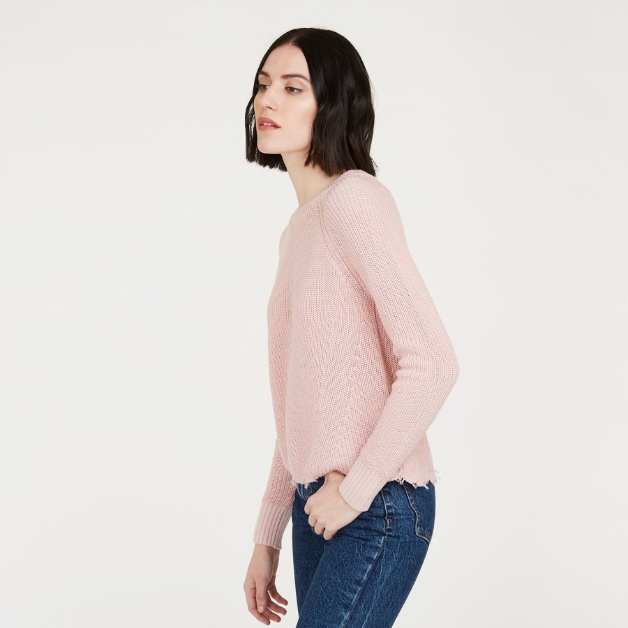 Autumn Cashmere Distressed Scallop Shaker In Pink Rose | Sweaters