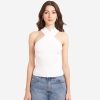 Autumn Cashmere Rib Crisscross Halter In White | Tops