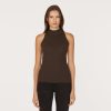 Autumn Cashmere Rib Mock Halter In Pumpernickel | Tops