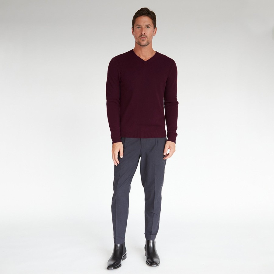 Autumn Cashmere Basic V-Neck In Lava Burgundy | Clothing