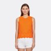 Autumn Cashmere Texture Stitch Shell W/ Pointell Diamond Border In Tangerine | Tanks And Tees