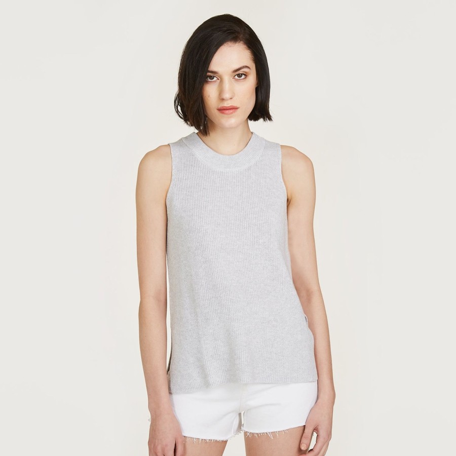 Autumn Cashmere Sleeveless Shaker Crew In Platinum | Tanks And Tees