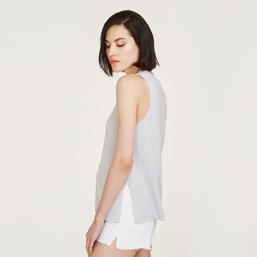 Autumn Cashmere Sleeveless Shaker Crew In Platinum | Tanks And Tees