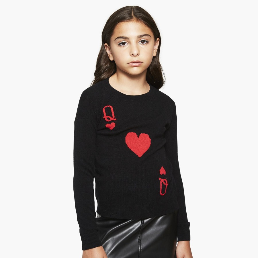 Autumn Cashmere Kids Queen Of Hearts Jacquard In Black | Clothing