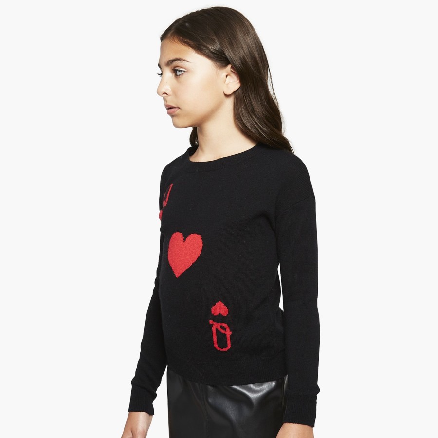 Autumn Cashmere Kids Queen Of Hearts Jacquard In Black | Clothing