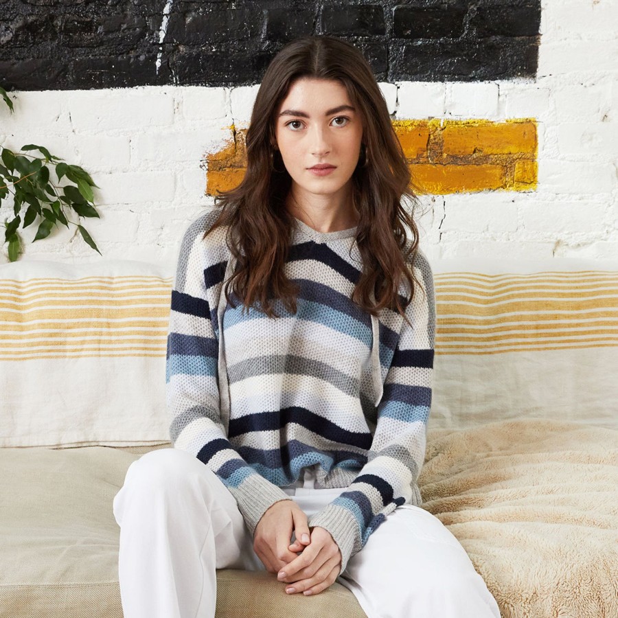 Autumn Cashmere Striped Honeycomb Hoodie | Sweaters