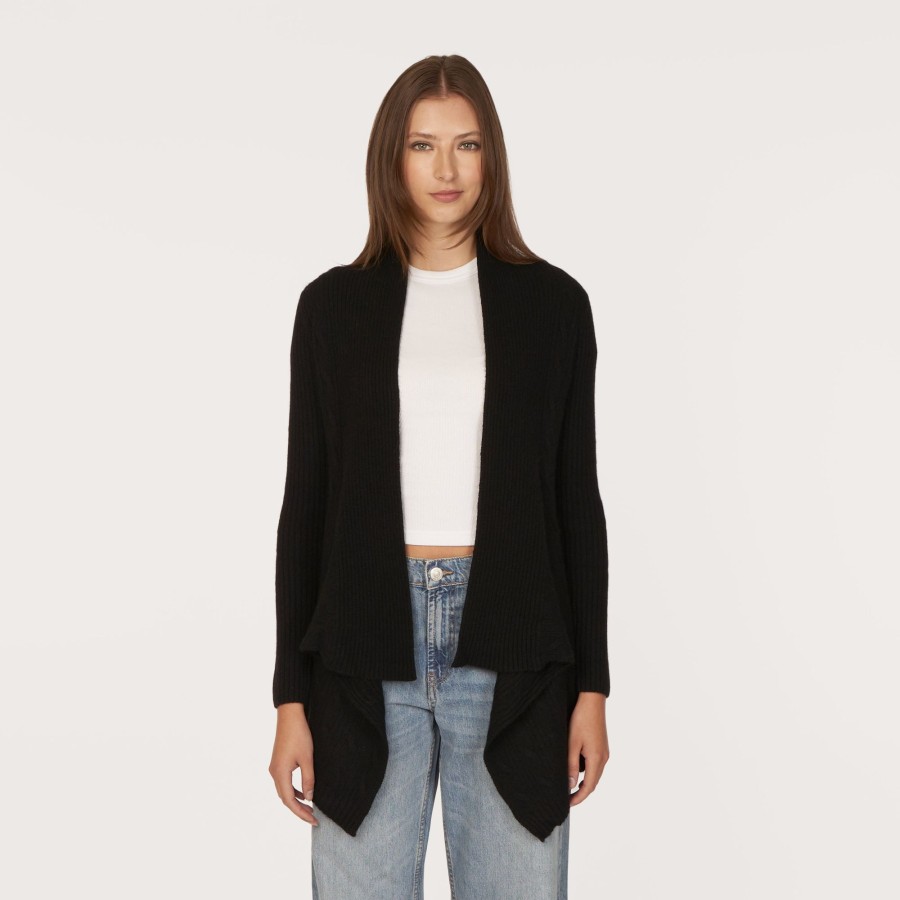 Autumn Cashmere Cable Drape In Ebony | Cardigans