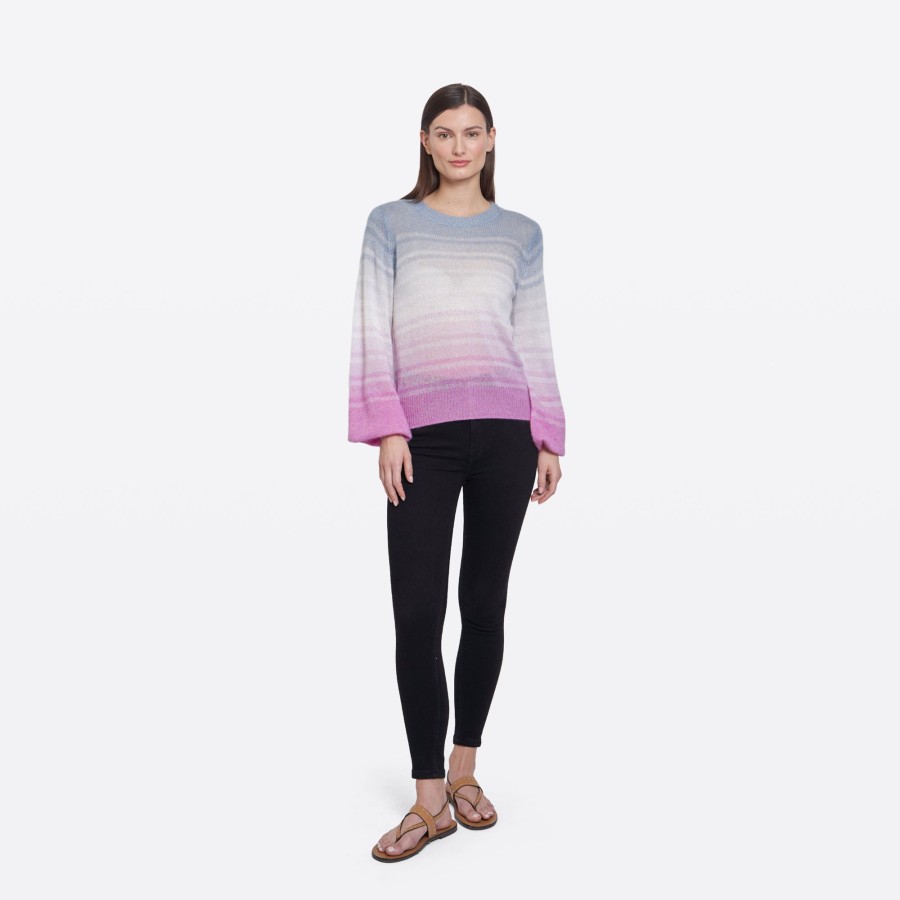 Autumn Cashmere Puff Sleeve Gradient Stripe Crew | Sweaters