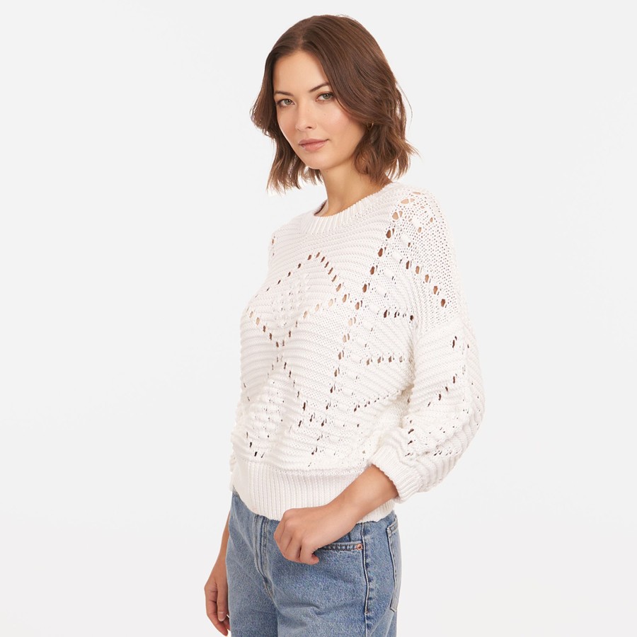 Autumn Cashmere Pointelle Drop Shoulder Crew | Sweaters